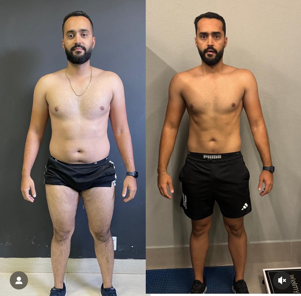 Aluno antes e depois — frente